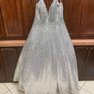 Silver ball gown formal dress